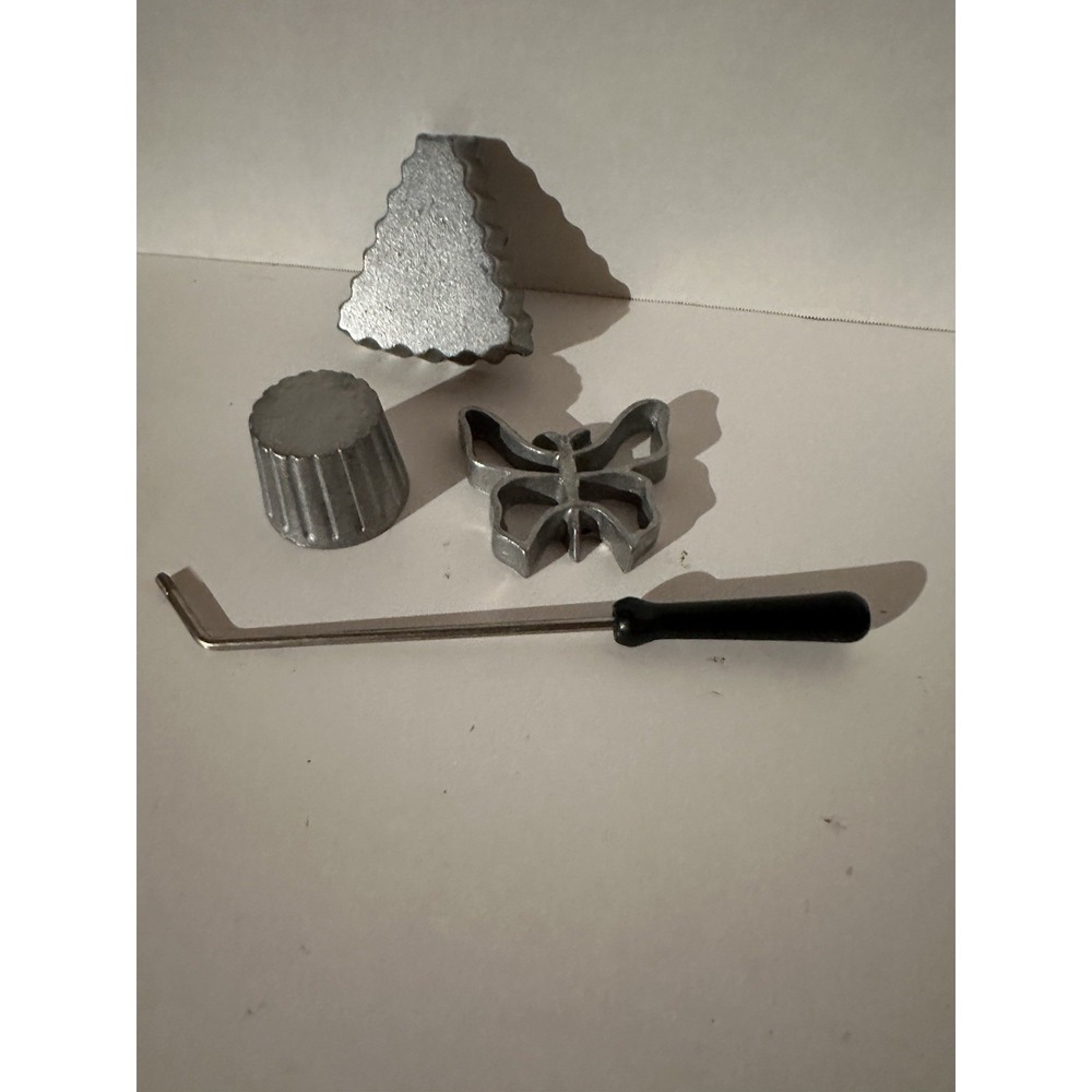 Vtg Rosette Waffle Bakers Handle Xmas Tree Butterfly Cupcake Cookie Mold
